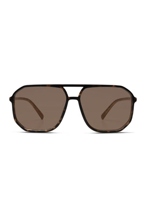 Liive Nia Sunglasses with a dark tortoiseshell frame and brown lenses are displayed facing forward on a white background.