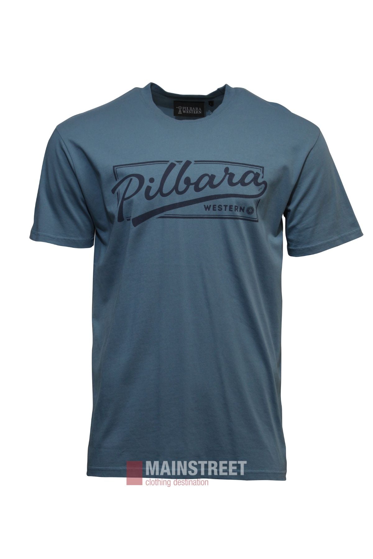 The Pilbara Game Day T-Shirt is a blue, short-sleeve cotton top with βPilbara Westernβ in bold text across the chest, ideal for showing team spirit. Displayed on a plain white background.