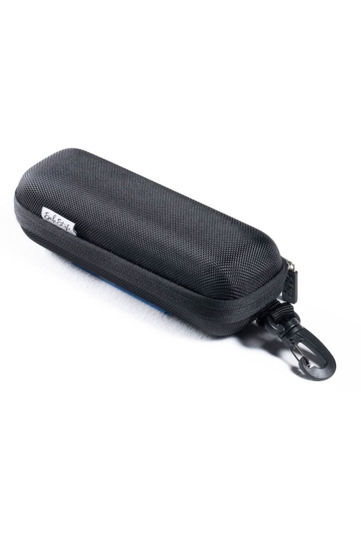 The Safestyle XL Hardcase is a black, textured sunglasses hard case featuring a small label and an easy-release clip on one end, shown on a white background.