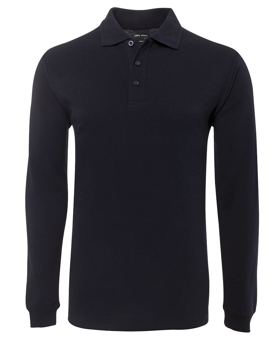The JBs Long Sleeve Polo is a black, long-sleeve shirt crafted from soft fabric. It showcases a button-up collar with three buttons, along with ribbed cuffs. The design is simple and timeless, making it suitable for both casual and semi-formal occasions. This JBs Wear shirt boasts a tailored, slim fit style that complements any wardrobe.