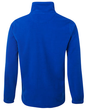 The JBs 1/2 Zip Polar Fleece in royal blue is shown from the back, featuring long sleeves, an elasticated hem and cuffs, a high collar, and classic jumper styling.