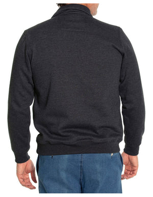 A person wearing the Breakaway Narcise Snowy Mt Fleece and blue jeans is shown from the back. The dark half zip fleece sweatshirt features a rib knit collar and long sleeves. The image is taken against a white background.