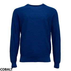 The Blazer Mason Cotton Textured Crew Neck, a plain cobalt blue 100% cotton jumper, is shown on a white background. "COBALT" is in black text at the bottom left corner.