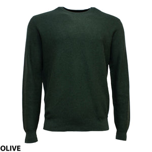 The Blazer Mason Cotton Textured Crew Neck is a plain, long-sleeve jumper in dark olive green, shown on a white background with "OLIVE" in bold black letters at the bottom left.