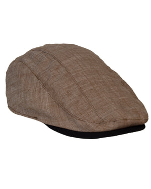 The Dot & Co Cotton Pattern Lined Ivy Cap, shown on a plain white background, features a black visor edge. Its textured fabric with visible stitching gives it a classic and stylish look, complemented by the comfort of its cotton lining.