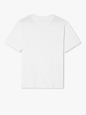The RM Williams Parson T-Shirt is presented against a white background, featuring short sleeves and a crew neckline. This classic white cotton jersey T-shirt is simple and free of any logos, patterns, or designs.