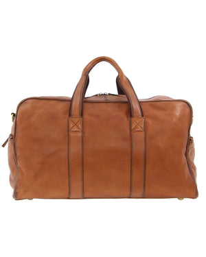 The Pierre Cardin Leather Travel Bag is made from brown leather with dual handles, stitched detailing, a rectangular shape, and an upright design. It features a smooth texture and boasts multiple pockets for organized storage.