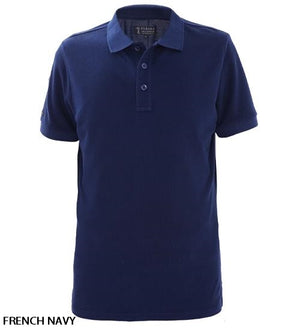 The Pilbara Classic Polo is a short-sleeve, French navy blue polo with a collar, three front buttons, and made from 100% cotton for all-day comfort.