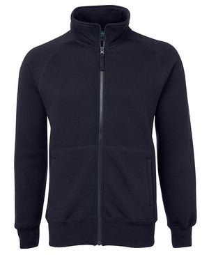 The JBs Full Zip Fleecy is a black fleece jacket featuring a full zip, high collar, long sleeves, and front pockets. Made from thick and cozy material, it provides comfort in cooler weather. Its clean, minimalist design without visible logos or patterns makes it ideal for casual wear.