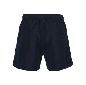 The Canterbury Tactic Short is crafted from polyester in a dark navy blue, featuring an elastic waistband, two back pockets, and a relaxed fit ideal for casual wear.