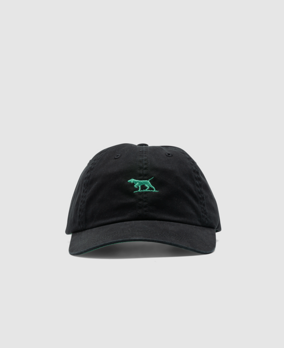 The Rodd & Gunn Gunn Cap is a black baseball cap made from durable cotton twill with a small green embroidered animal logo on the front. It features a curved brim and is presented against a plain white background, highlighting Rodd & Gunn's dedication to style and quality.
