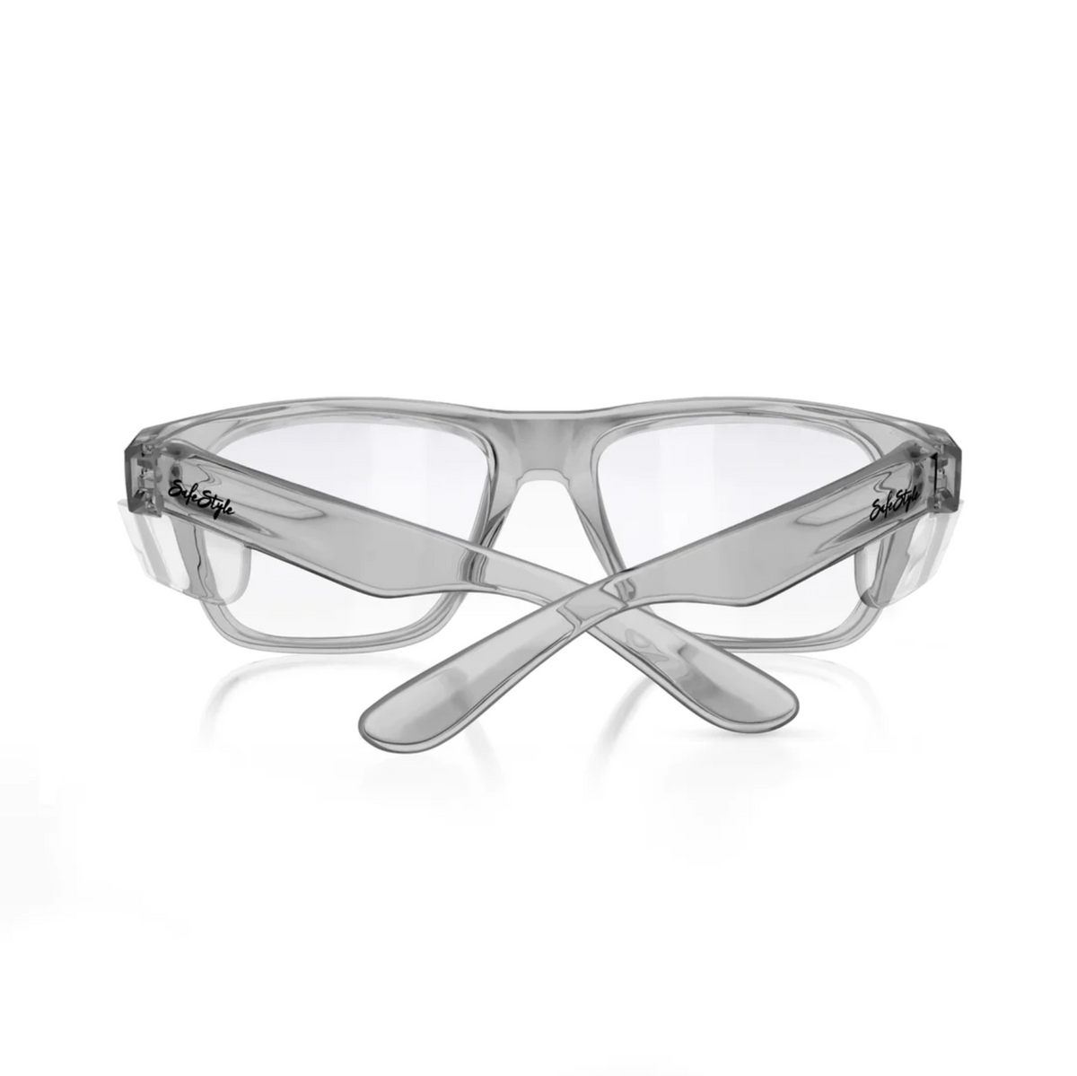 The SafeStyle Fusions offer clear polycarbonate lenses and a stylish graphite frame. Their ergonomic design with flexible arms ensures comfort and UV protection, all while maintaining a sleek and modern look for your safety needs.