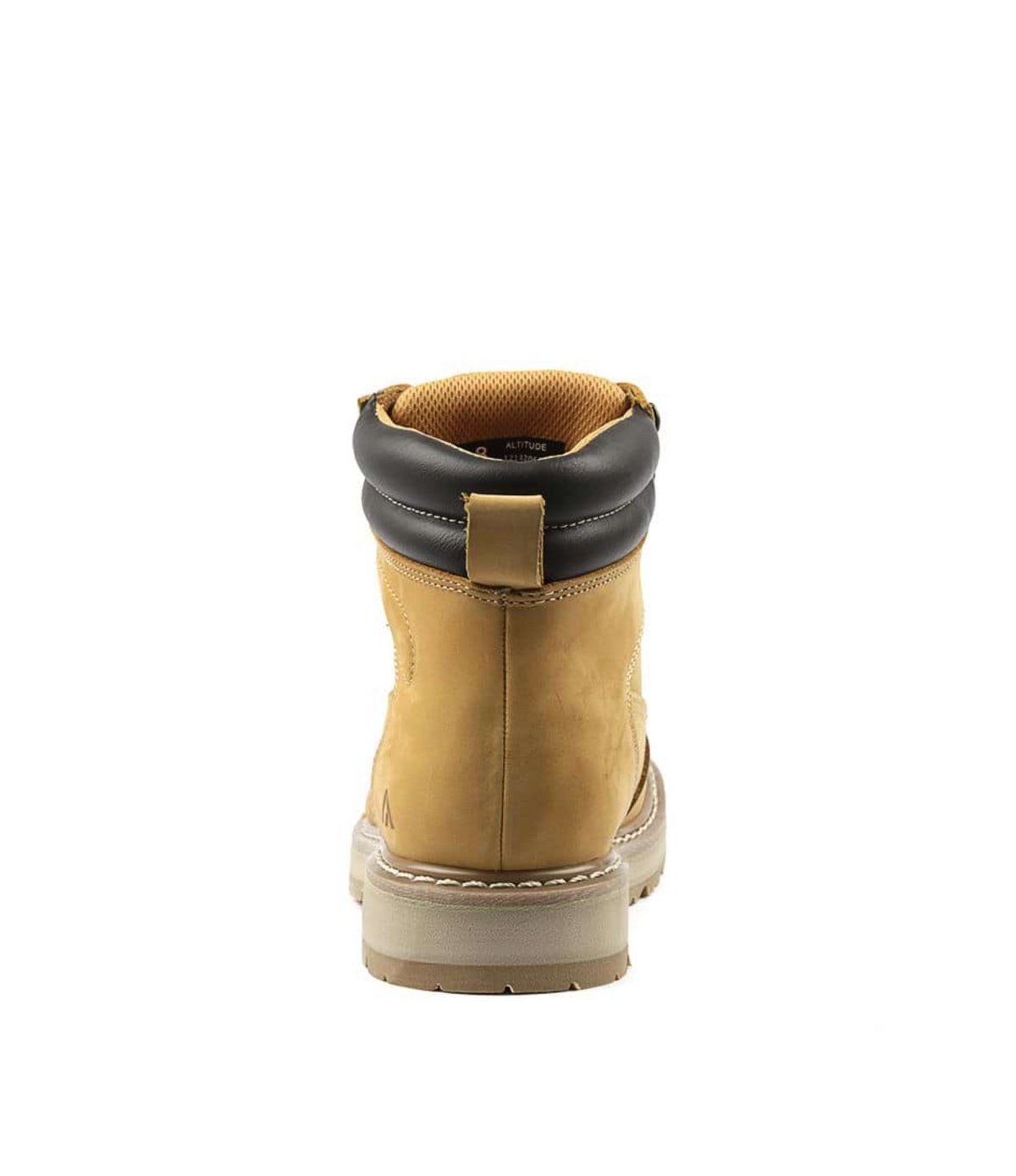 A tan-colored Colorado Altitude Boot shown from the back, featuring a durable high-traction sole, reinforced stitching, and a padded collar in black leather. The boot has a pull tab at the rear for easy wearing. It is placed against a plain white background.