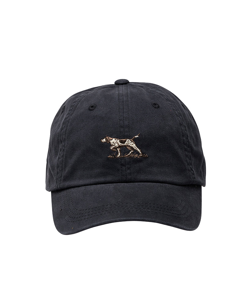 The Rodd & Gunn Signature Cap is fashioned from high-quality black cotton twill and showcases an intricately embroidered dog design on the front, capturing the likeness of a walking or stalking dog with precise detailing. It also features a curved brim and prominent stitching for a timeless, laid-back aesthetic.