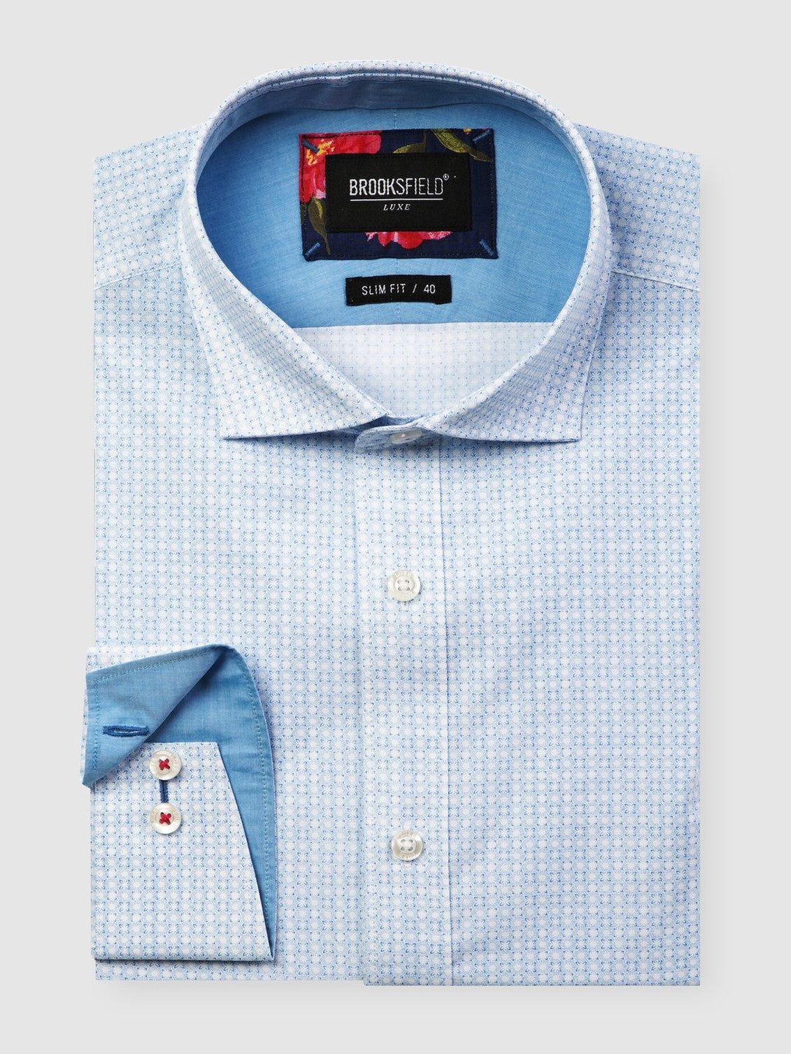 Brooksfield Luxe Geo Print Slub Shirt