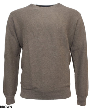 The Blazer Mason Cotton Fashion Crew Neck, a regular fit plain brown long-sleeve jumper, is shown against a white background with the word "BROWN" in black at the bottom left.
