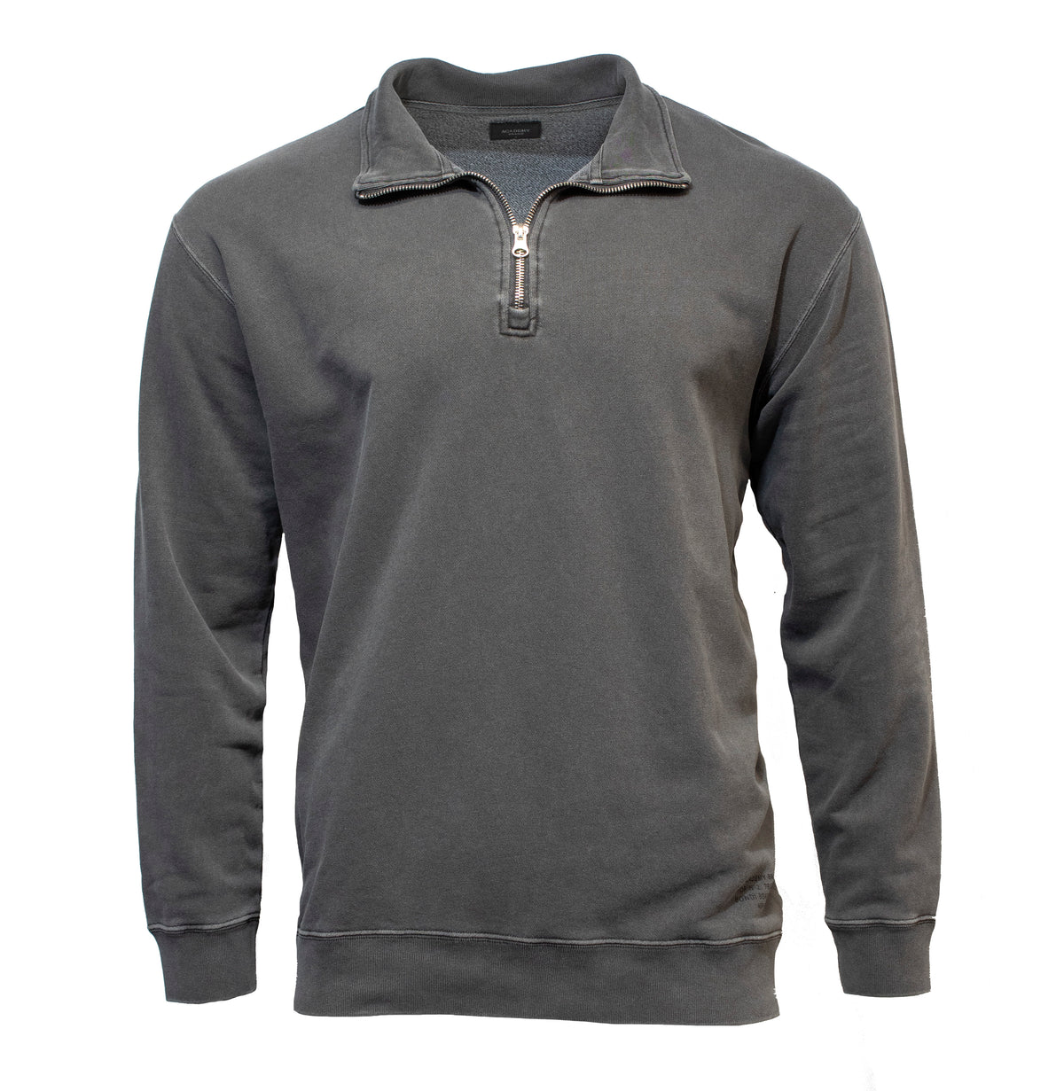 The Academy Brand Bondi 1/2 Zip Sweat in Alloy features long sleeves, a high collar, and a half-zip front, shown on a white background.