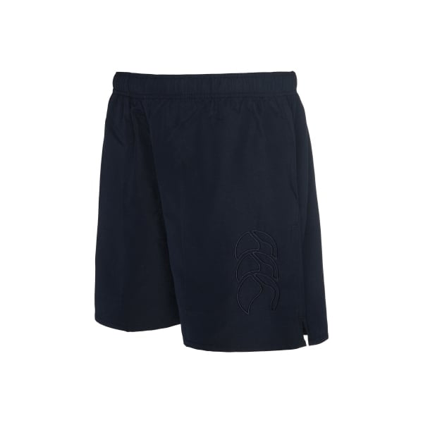 The Canterbury Tonal Tactic Short in navy blue features an elastic waist and subtle stitching on the left leg. Made of 100% polyester, these lightweight shorts have a simple design that is perfect for sports or casual wear.