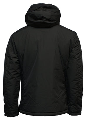 The Daniel Hechter Cycle Jacket is a casual black hooded winter jacket with polyester padding for insulation and a smooth texture. It has long sleeves with adjustable cuffs, an attached hood, offering comfort and functionality without visible embellishments or logos.