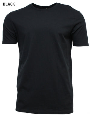 Plain black short-sleeve Industrie The Basic Crew Tee on a white background with the word "BLACK" written in the top left corner. This tee is crafted from 100% cotton for a comfortable fit.