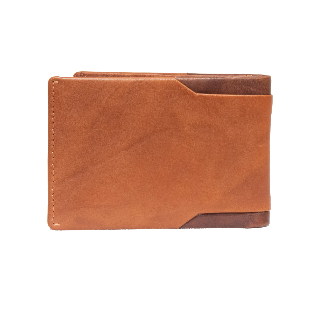 The Pierre Cardin Wallet is showcased closed, featuring a minimalist design and smooth brown leather with darker edges. Crafted from genuine leather, this sleek wallet provides RFID protection and appears against a plain white background.