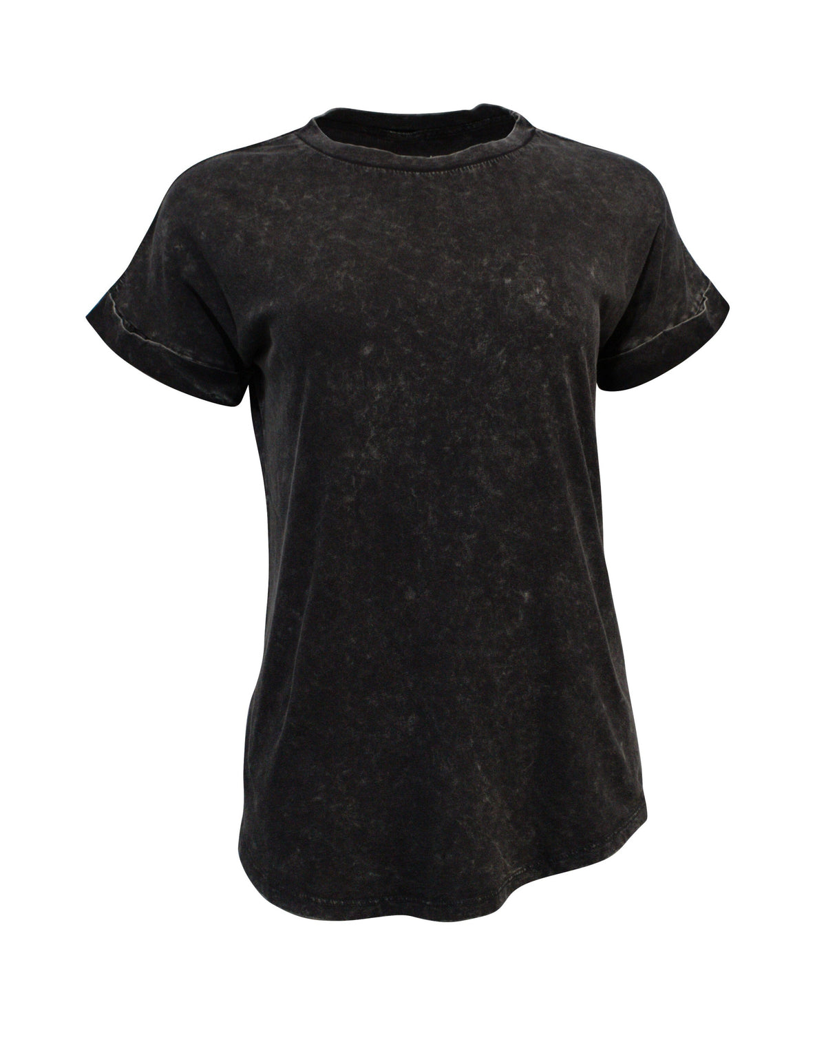 The Rip Curl Plains Tee is a black short-sleeve shirt with a washed, faded look. Made from 100% cotton, it features cuffed sleeves, a relaxed fit, and a curved hem for effortless style.