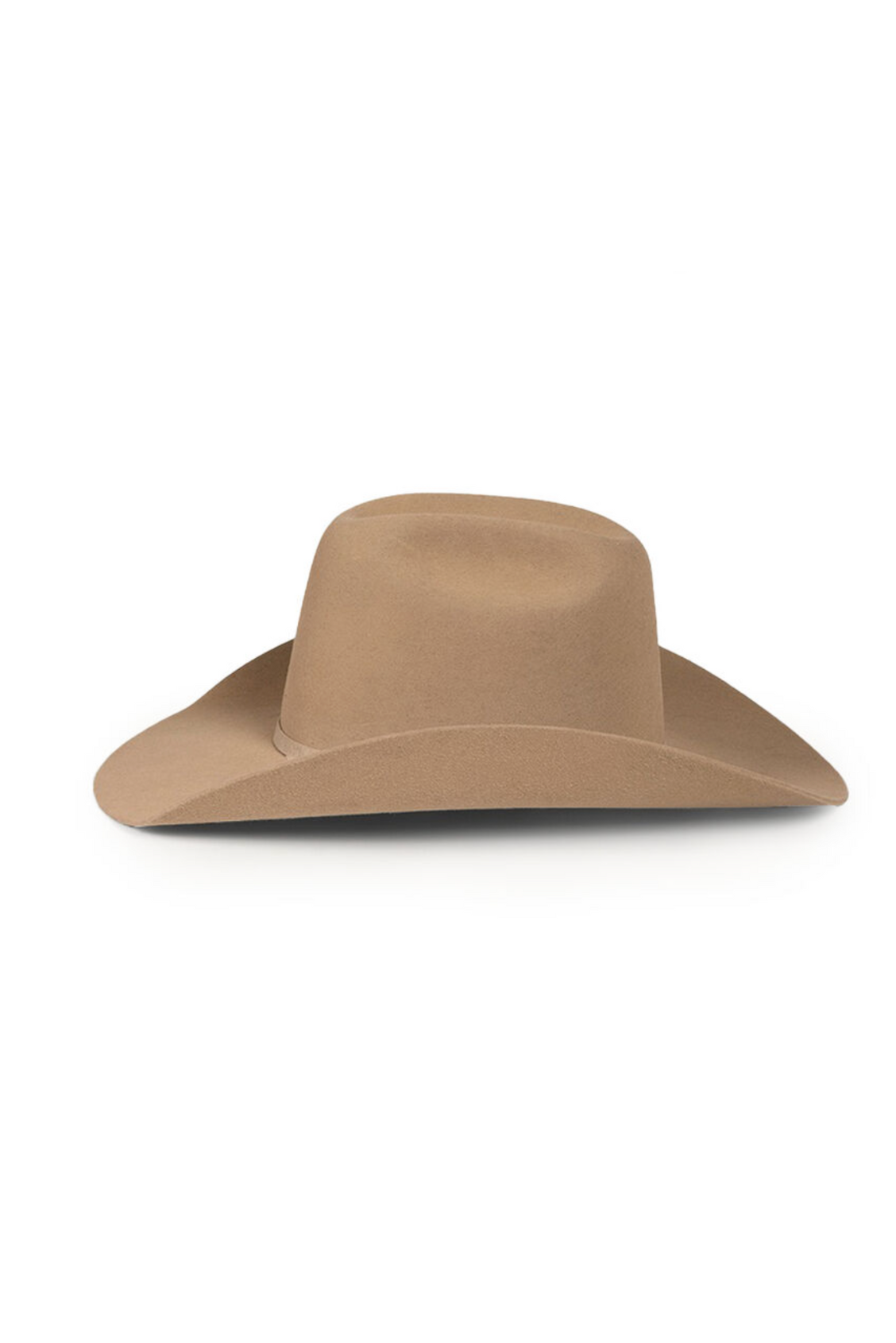 The Ringers Western Drafter Wool Hat is a light brown cowboy hat made from 100% wool felt, showcasing a wide, slightly curved brim and a crease on top. Pictured against a plain white background, it perfectly embodies the Ringers Western spirit.