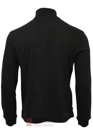 Back view of the Atlas 1/4 Zip Soft Touch Fleece in black, featuring a high collar and ribbed cuffs, crafted from premium fleece, displayed on a white background.