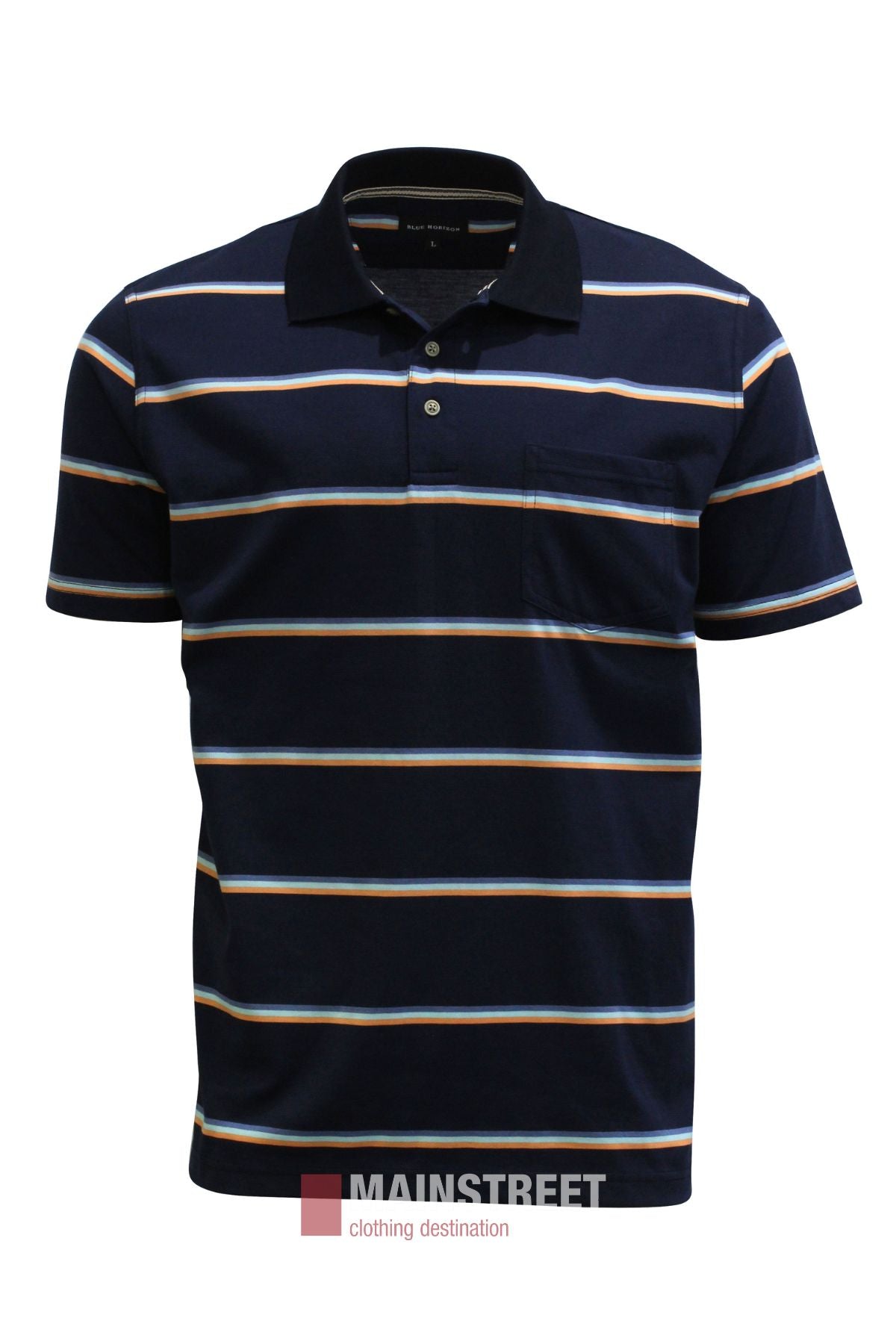 Blue Horizon Stripe Polo Shirt