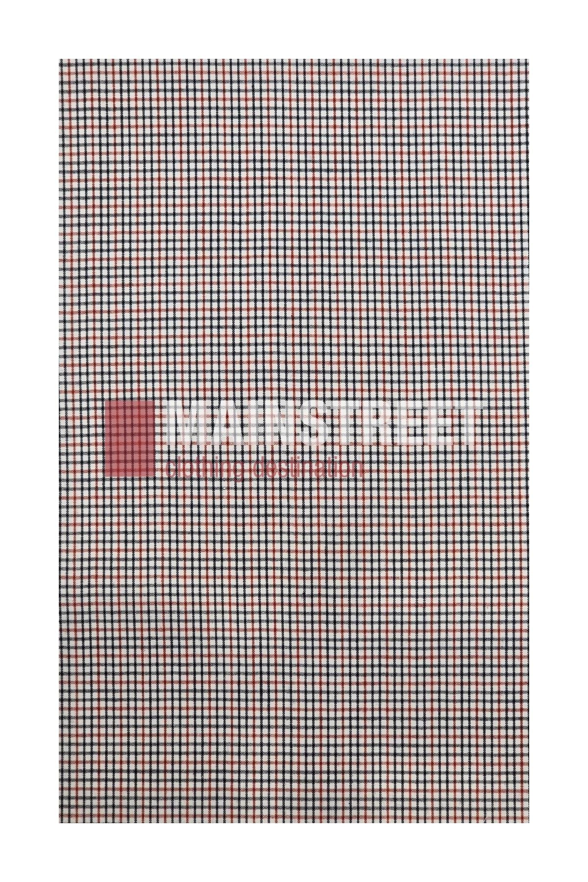 Here’s your rewritten sentence using the provided product data: A tightly spaced, repeating checkerboard grid of small black and red squares on a white background evokes the signature look of the Bisley Countryman Short Sleeve Shirt, crafted from a durable polyester/cotton blend.