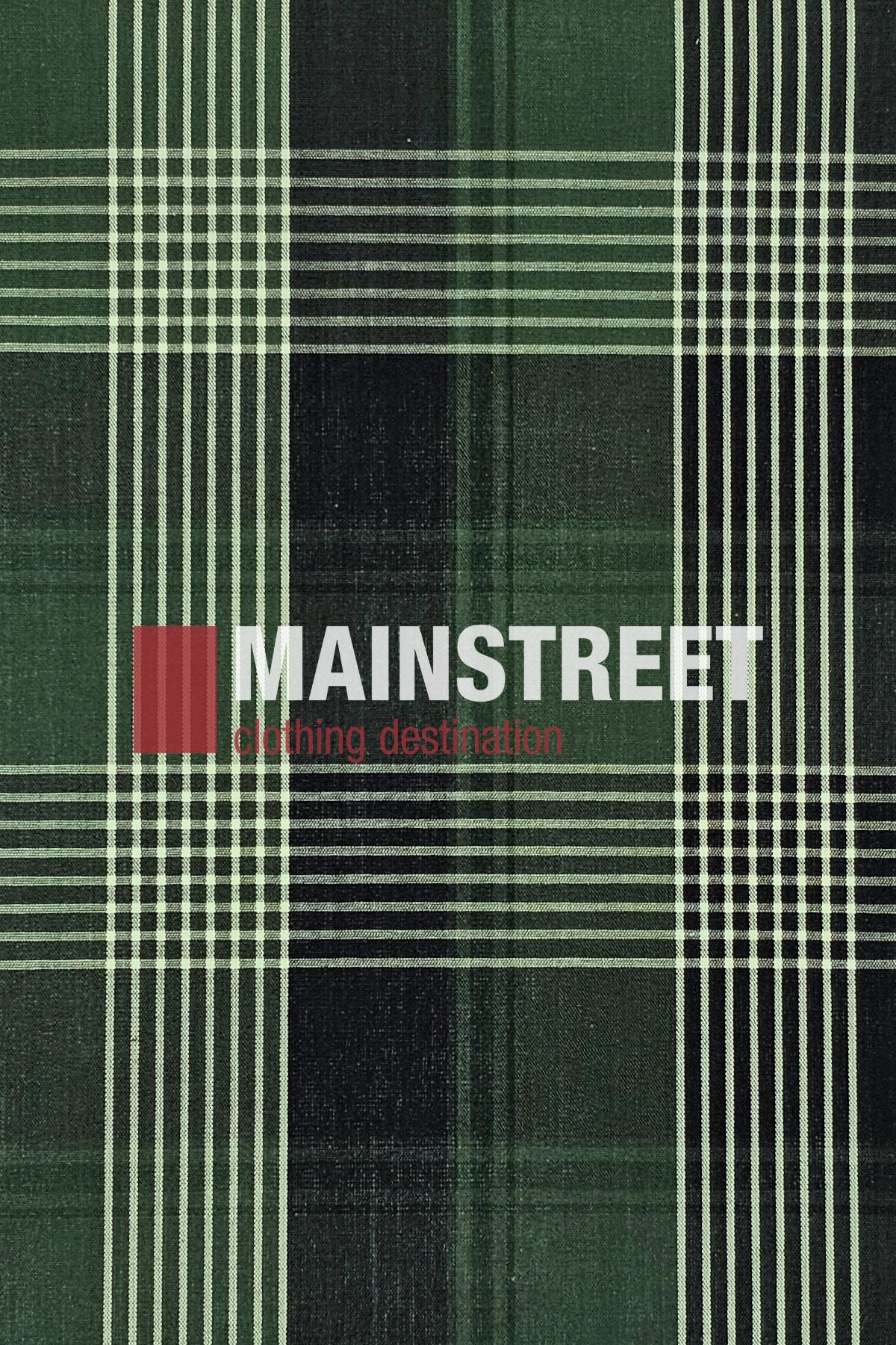 A dark green and black plaid fabric background with "Bisley Countryman Shirt" printed in white and red text across the center.