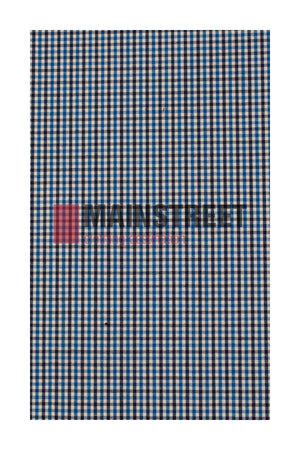 The fabric features a checker pattern of blue, black, and white squares like the Bisley Countryman Shirt. A translucent red square with blurred text appears as a watermark, enhancing the buttoned chest pockets made from a Polyester/Cotton blend.