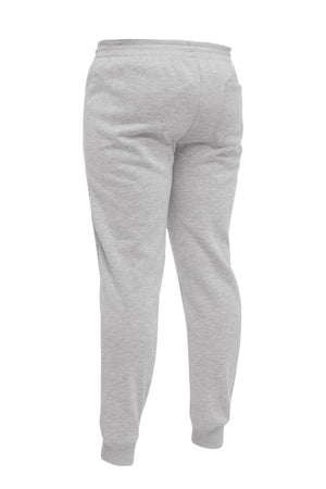 Back view of the Bisley Work Fleece Trackpant in light gray, featuring an elastic waistband, right back pocket, and tapered ankle cuffs, shown against a plain white background.