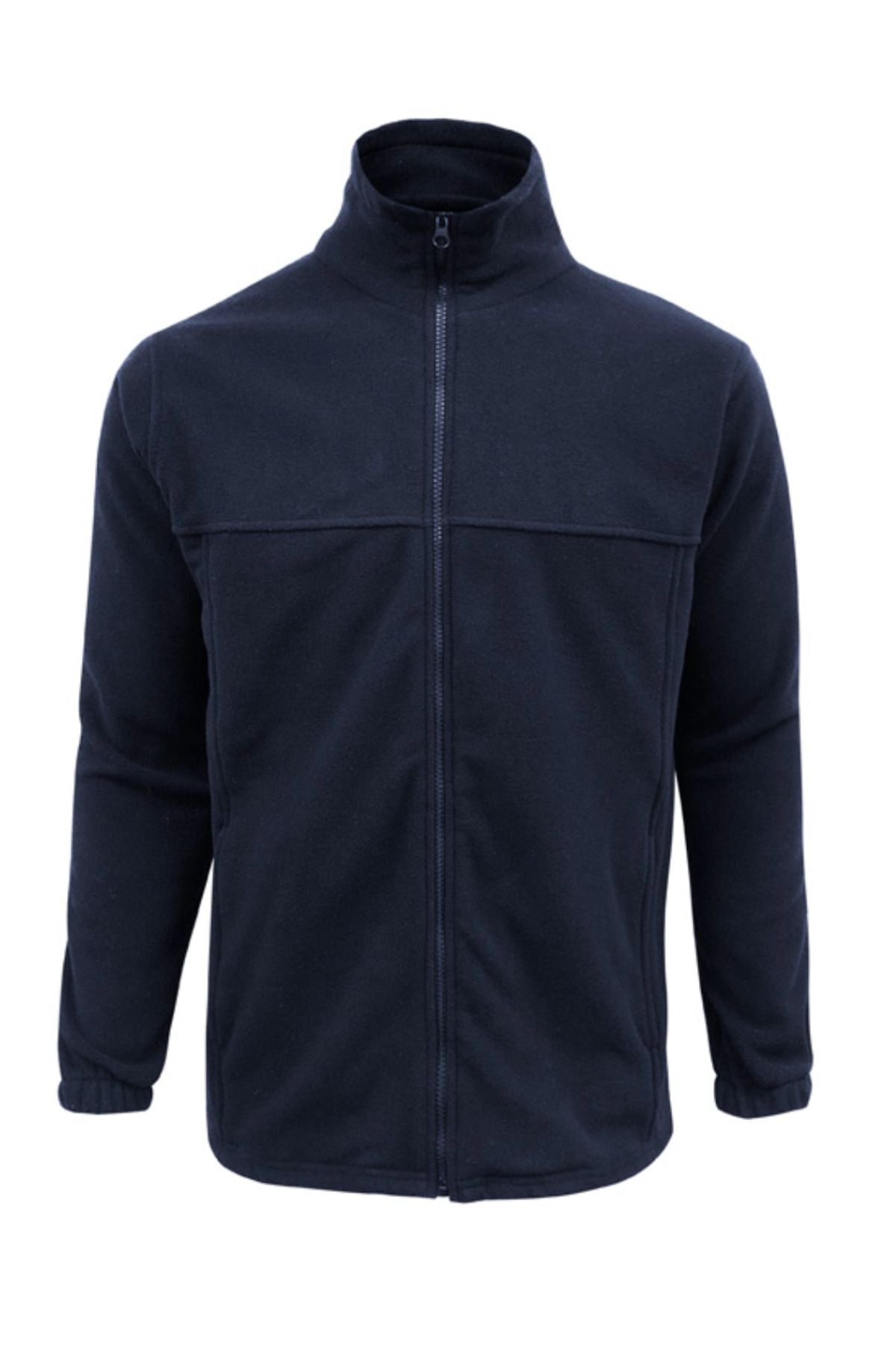The Biz Collection Plain Micro Fleece Jacket is a plain black, full zip jacket with long sleeves and a high collar, shown on a white background.