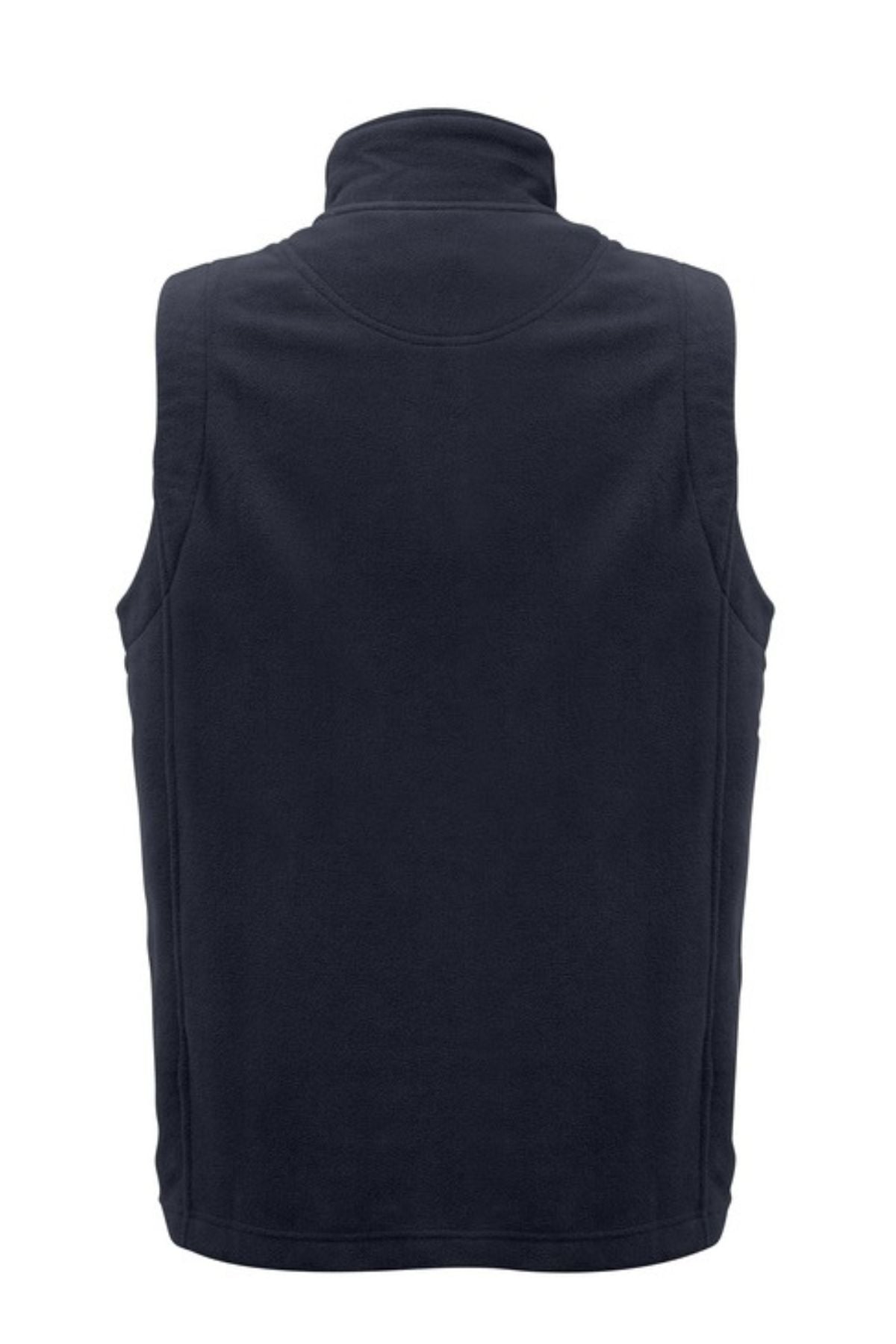 Back view of the Biz Collection Plain Vest—a sleeveless, dark navy blue vest with a high collar and clean, plain design.