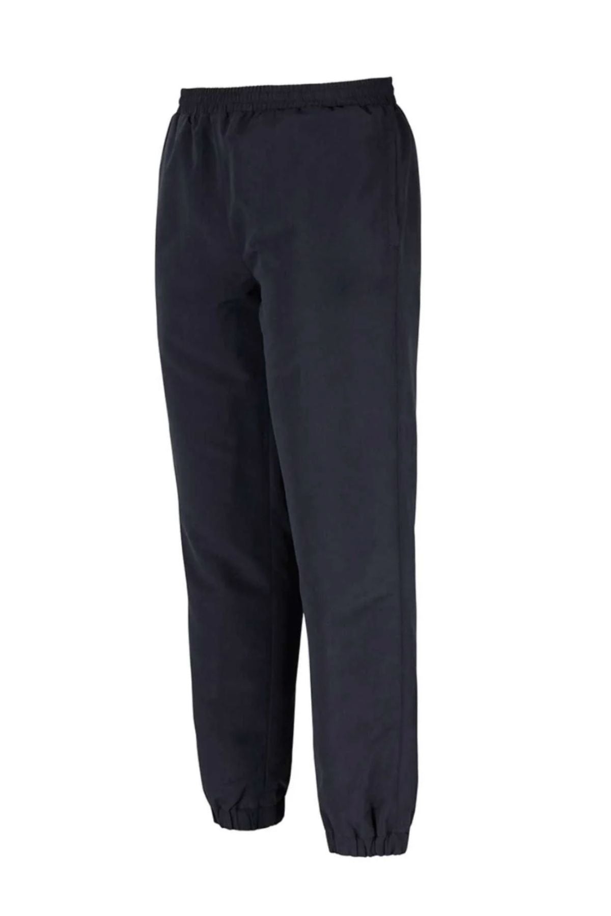 Bombala High School Trackpant PRE-ORDER: Plain black trackpants with elastic waistband and cuffs, shown on a white background. Ideal for custom school uniforms or everyday wear.