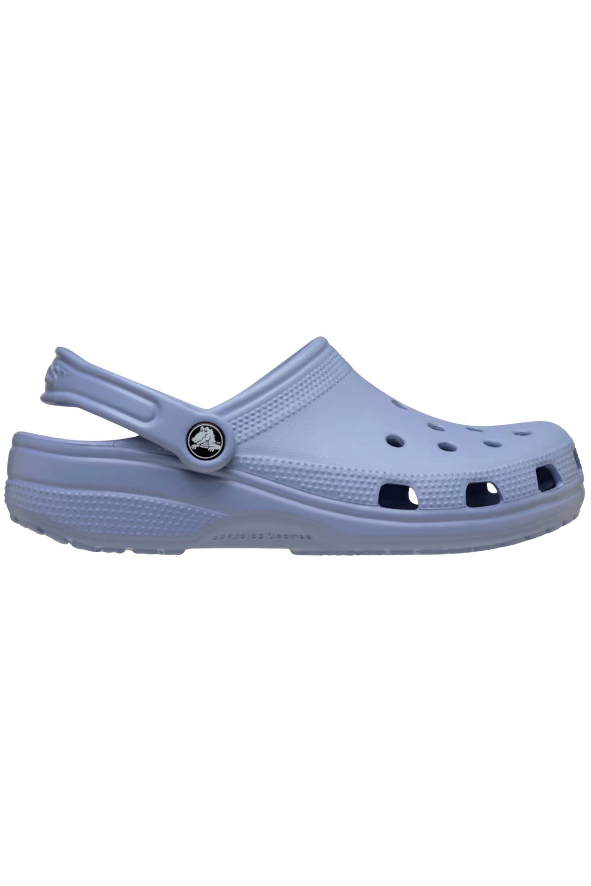 The Crocs Classic Clog in light purple offers ventilation holes, a textured sole, and an adjustable heel strap—making it the ideal lightweight, breathable footwear for any water adventure.