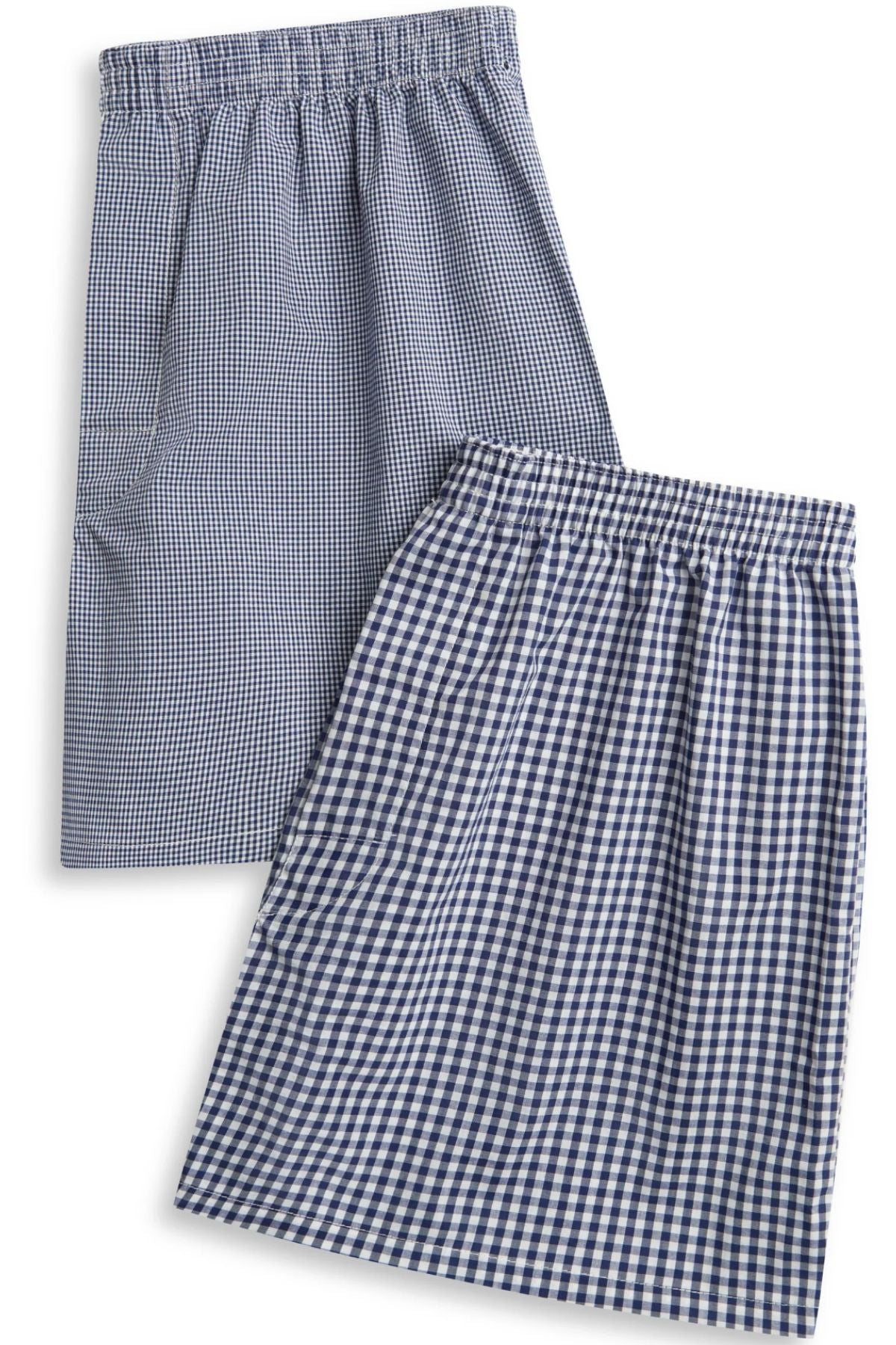 Two Contare Cotton 2 Pack Check Boxer Shorts with elastic waistbands, shown overlapping on a white background.