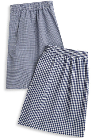 Two Contare Cotton 2 Pack Check Boxer Shorts with elastic waistbands, shown overlapping on a white background.