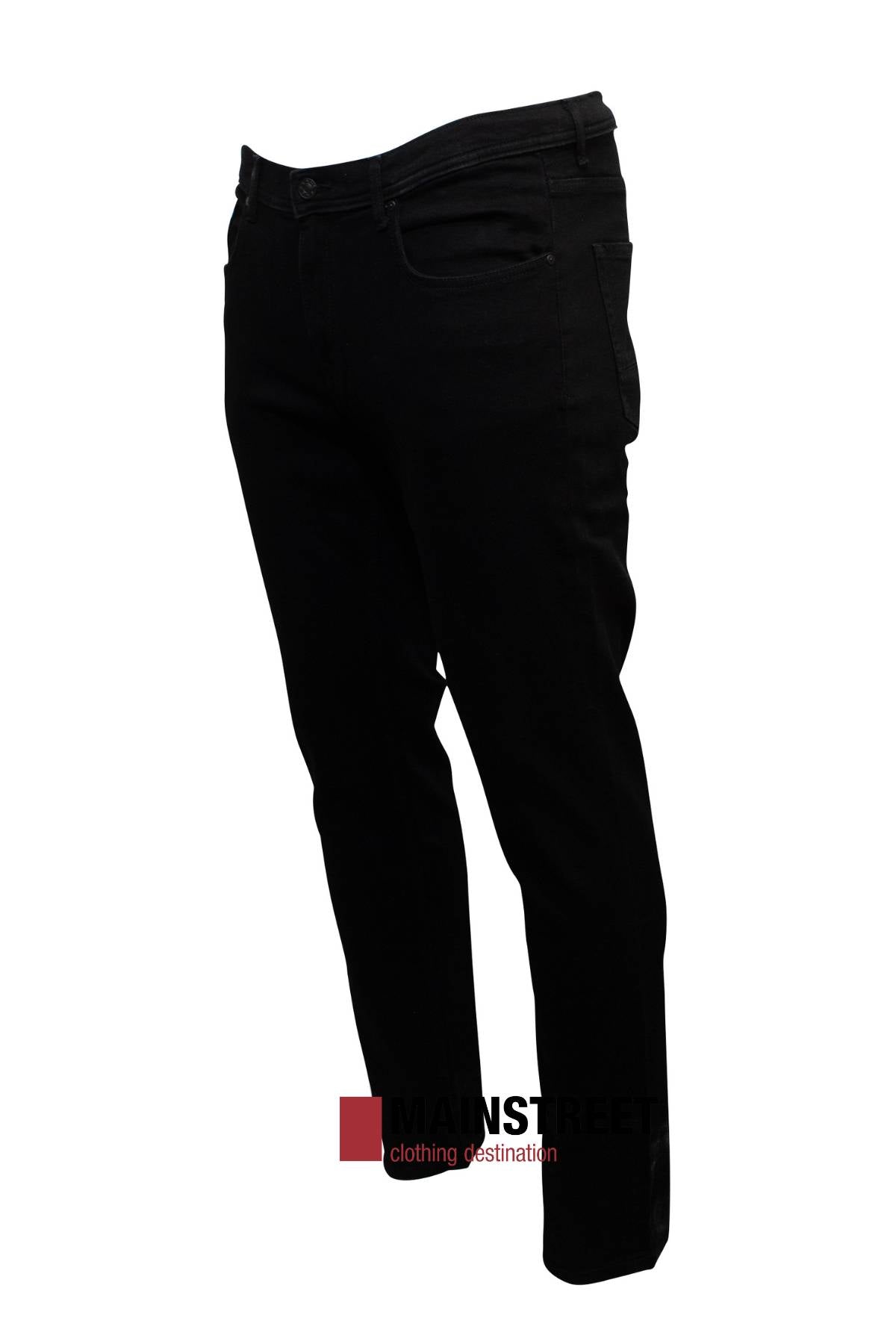 The Hechter Dallas Stretch Jean, made from a cotton-elastane blend, is showcased on a white background. It features a classic five-pocket design and offers a sleek, modern aesthetic with its regular tapered fit.