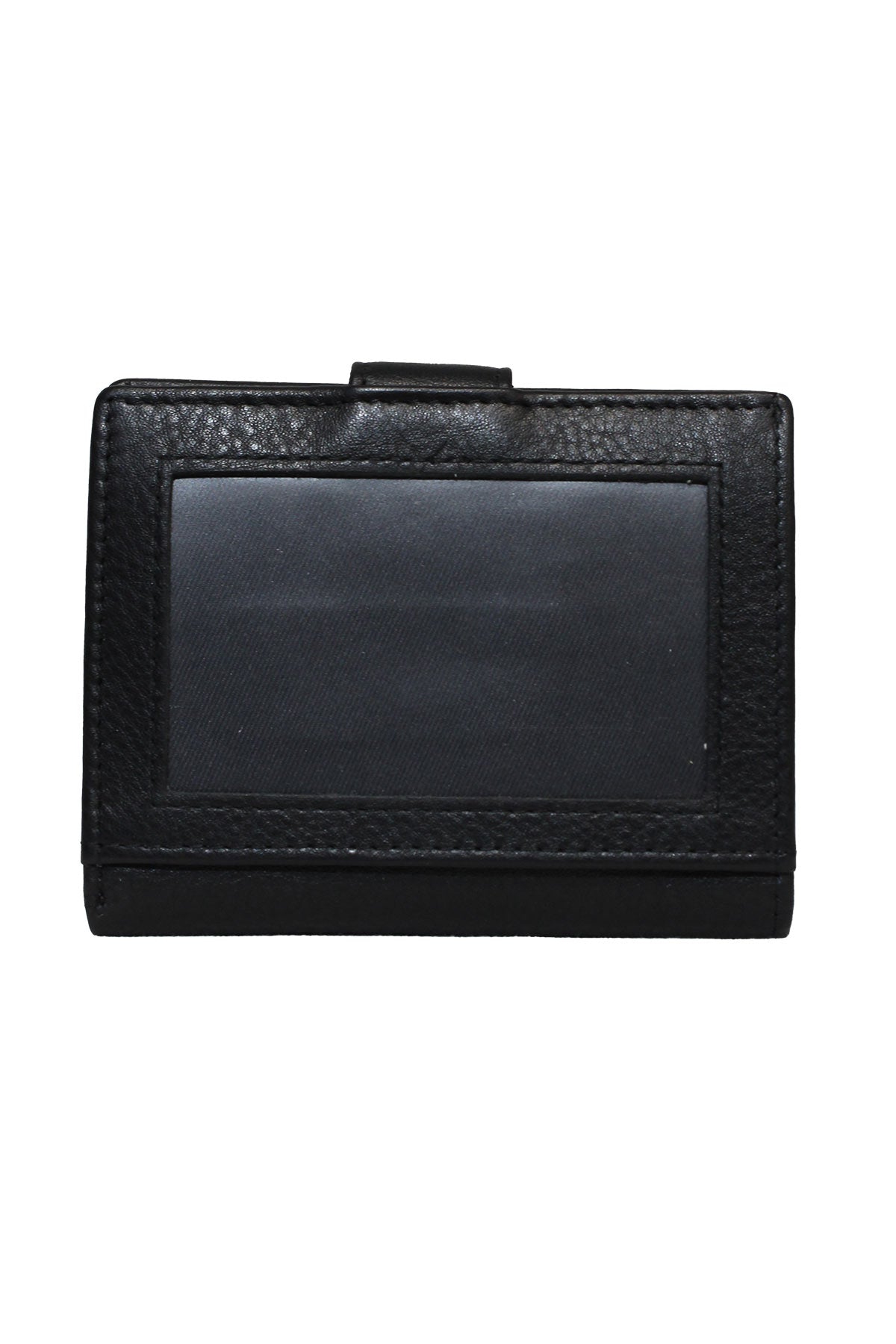 The Pierre Cardin Wallet is a black genuine leather wallet featuring a rectangular transparent ID window on the front, displayed against a plain white background.