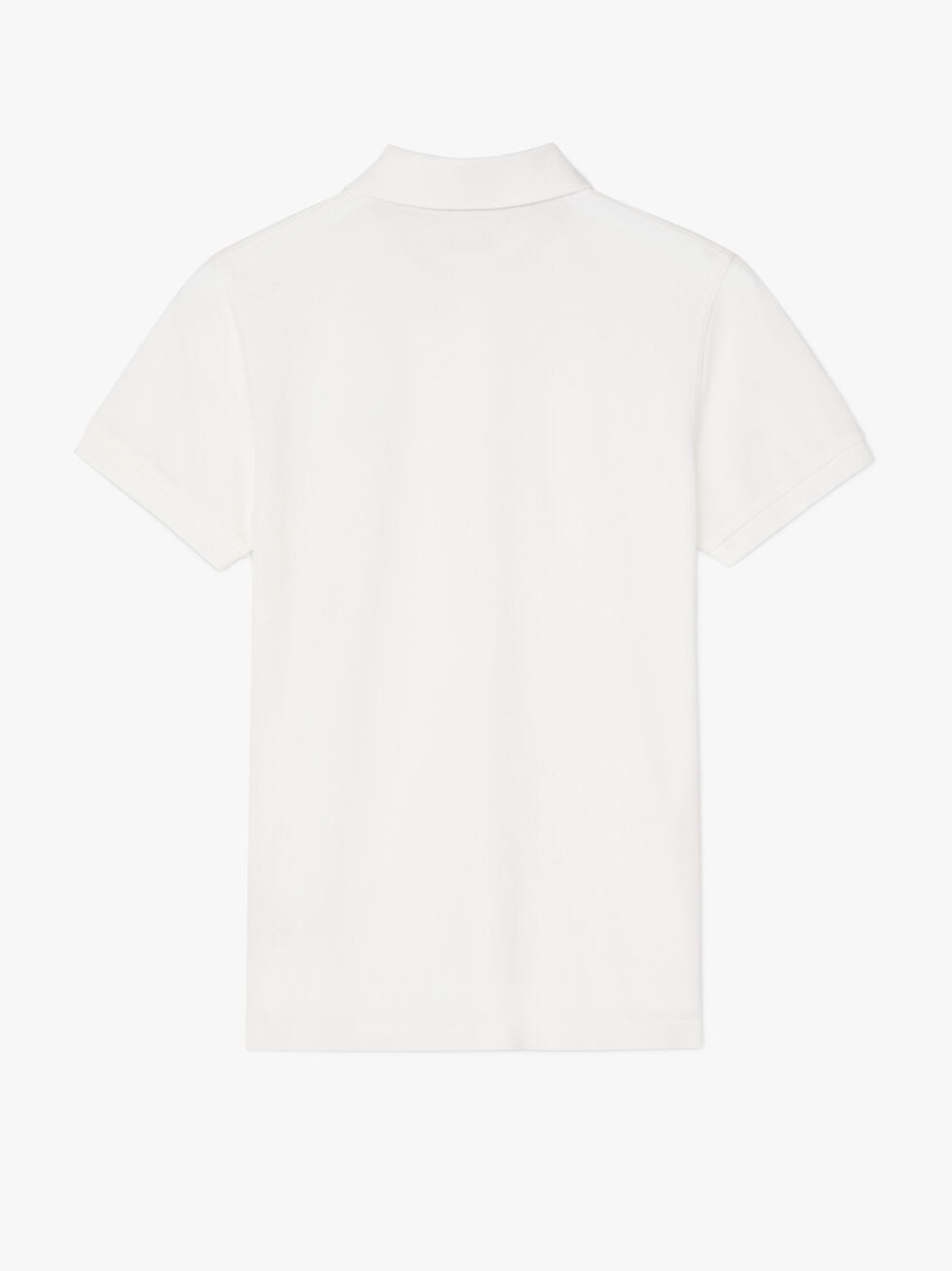 The RM Williams Margaret Polo is a plain white, short-sleeved pique cotton shirt with a ribbed collar, shown from the back against a white background.