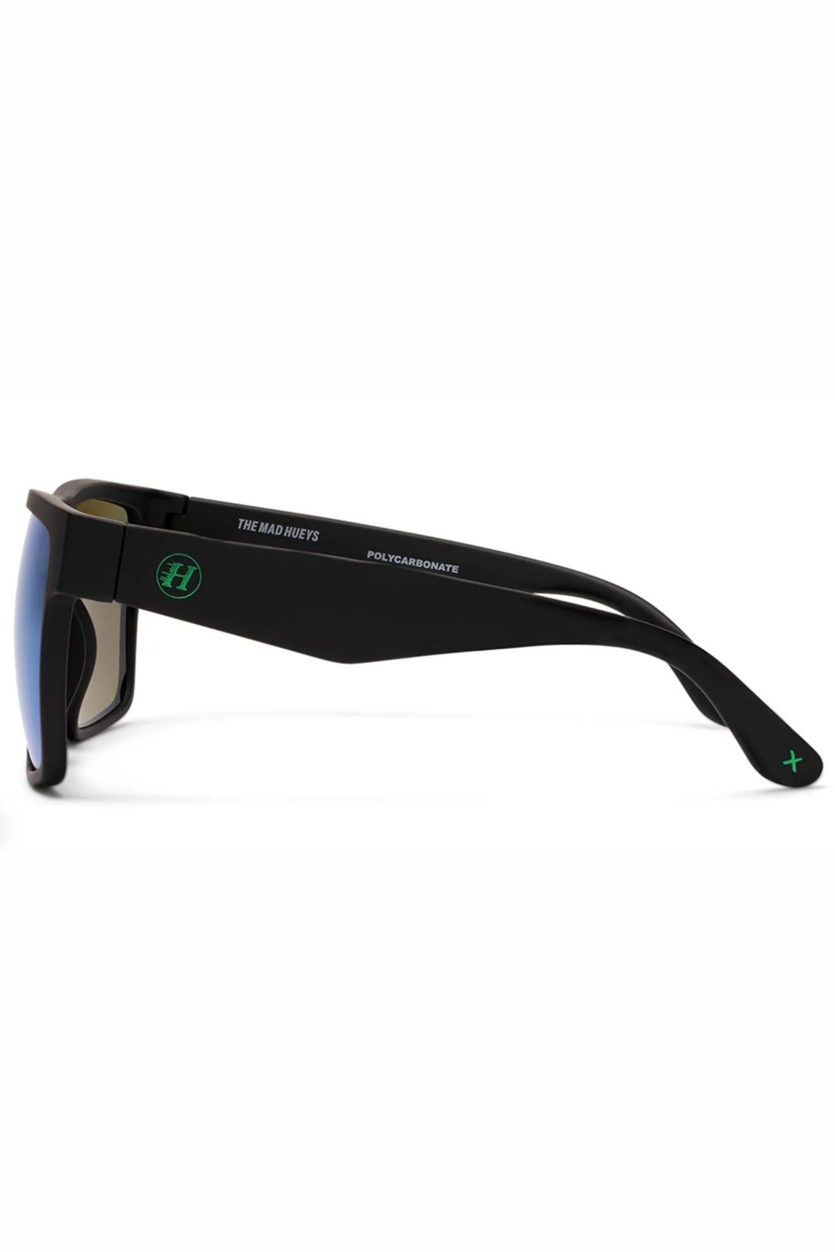 The Liive X Pulse X Polar Sunglasses feature a lightweight nylon frame, thick side arms, a green "H" logo on the hinge, and a small green "x" on the temple tip for stylish, impact-resistant comfort all day.