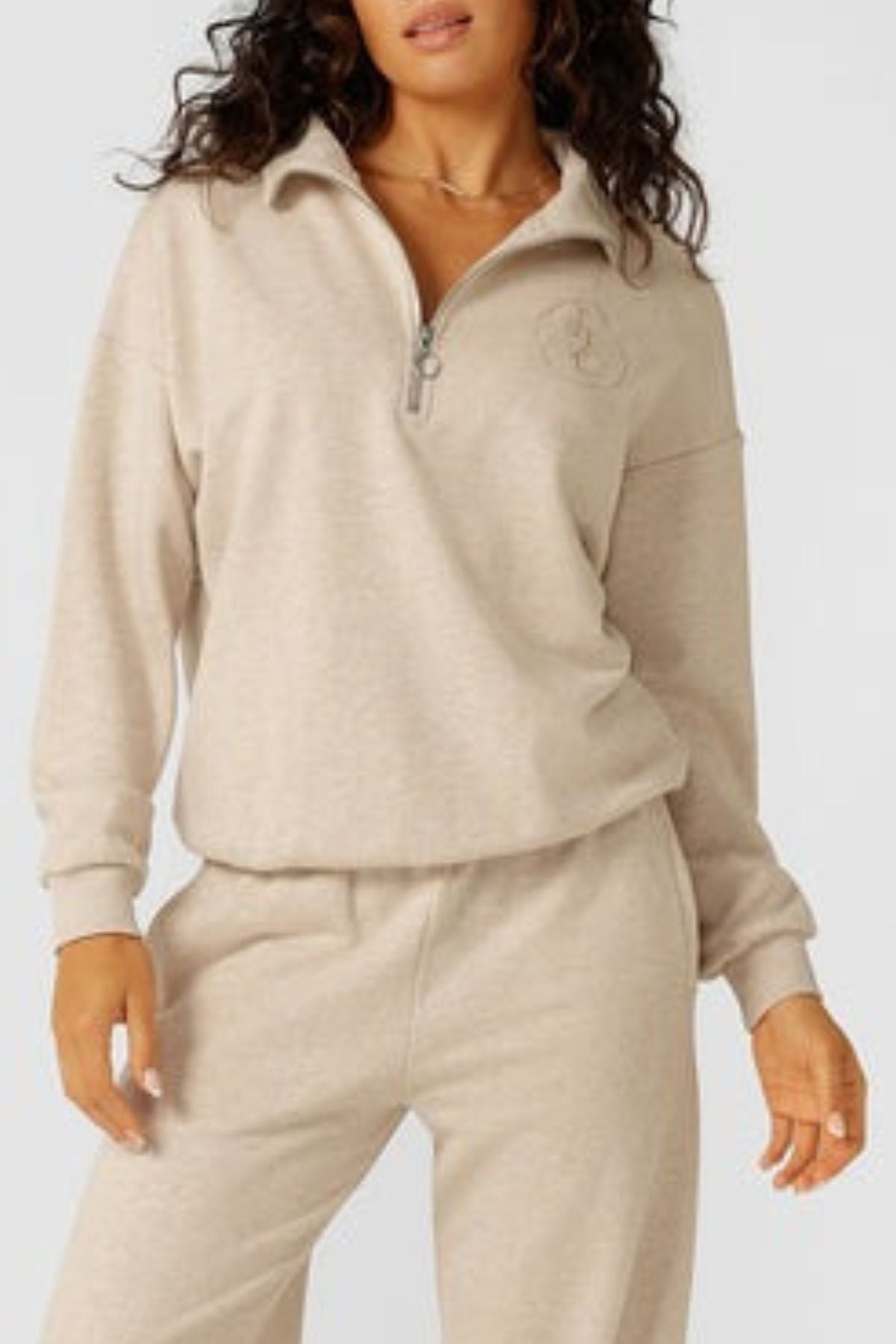 Lorna Jane LJC Heritage Quarter Zip Sweat - Oat Marle - Mainstreet