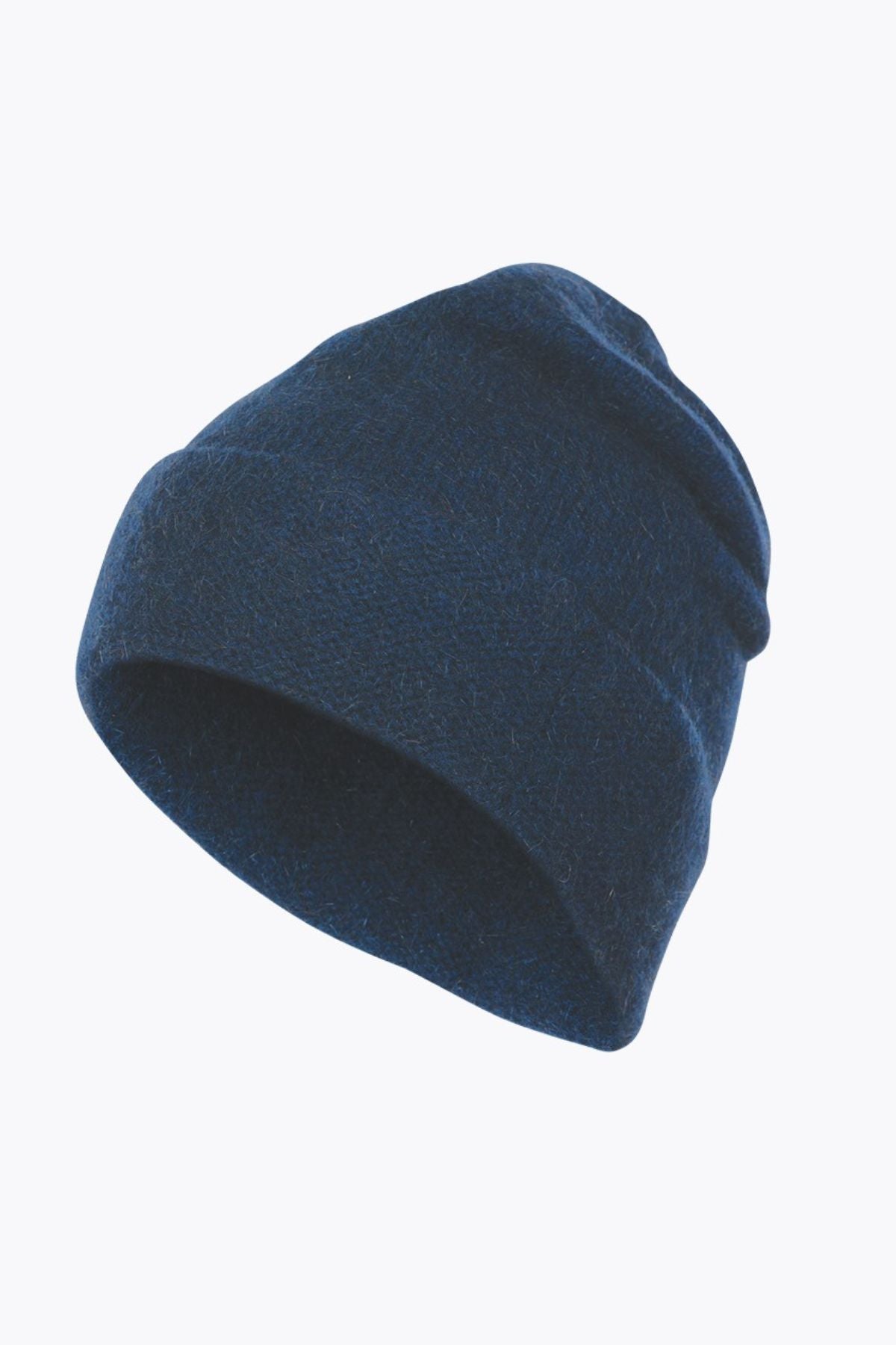 A dark blue MKM Plain Beanie Possum on a white background, shown from a slightly tilted angle.