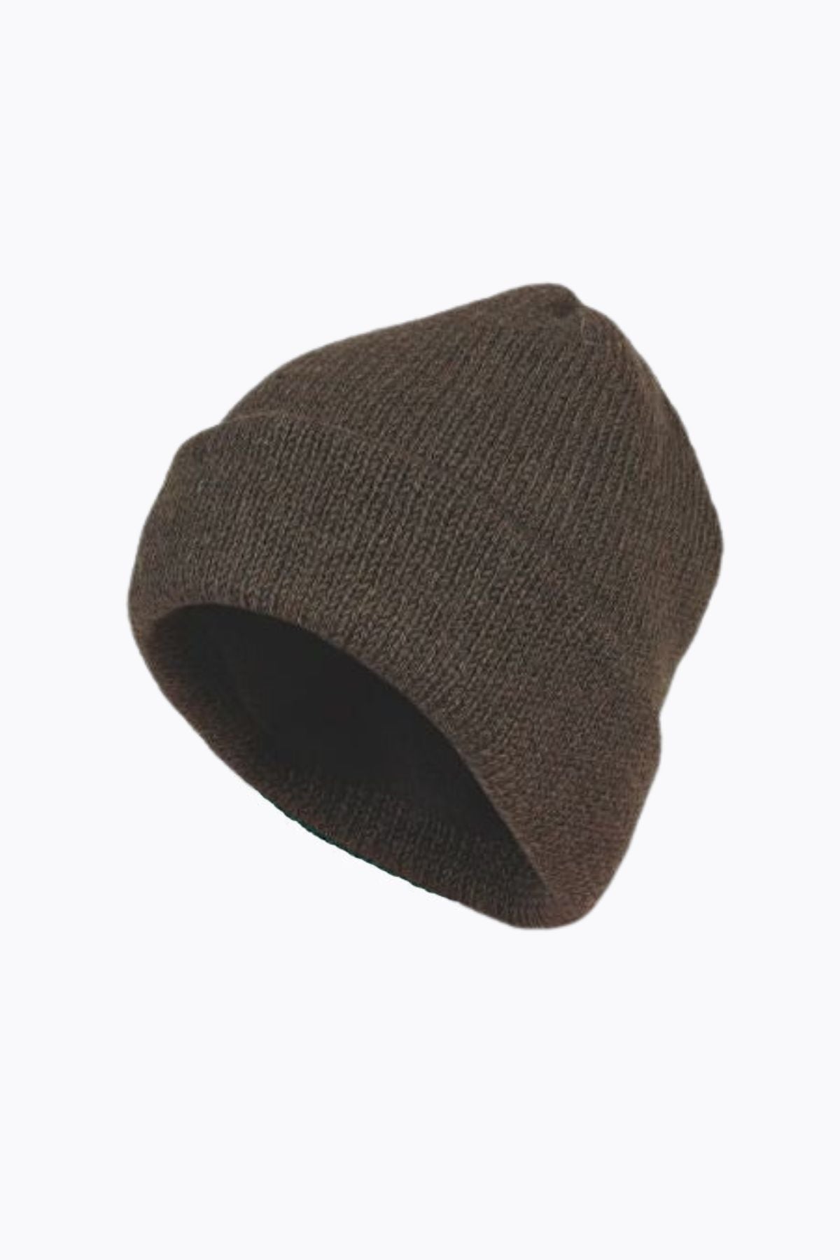 The MKM Wool Fleece Lined Beanie, crafted from New Zealand wool with a folded brim, comes in brown and is ideal for outdoor enthusiasts. Displayed on a plain white background.