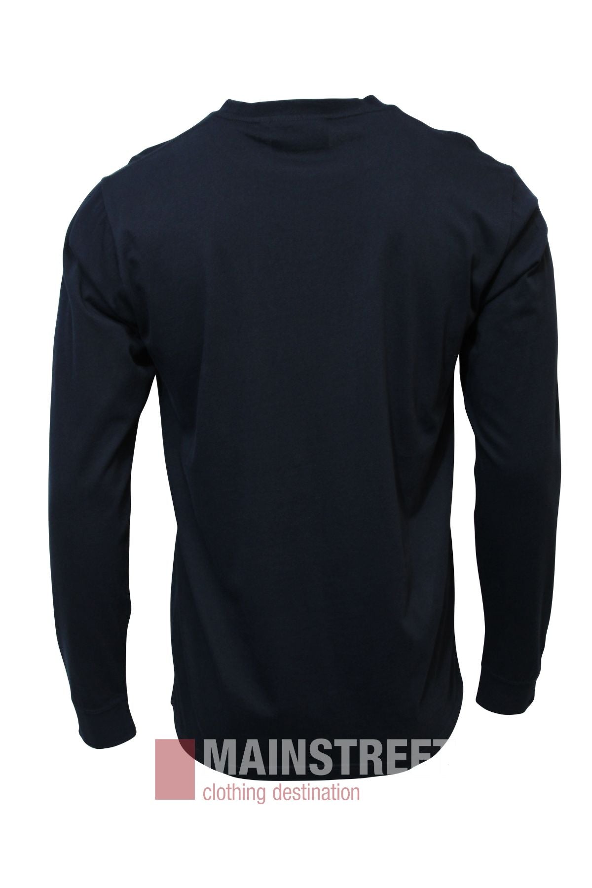 A black Pilbara Classics Long Sleeve T-Shirt is shown from the back, featuring elasticised cuffs and the Mainstreet clothing destination logo at the bottom of the image.