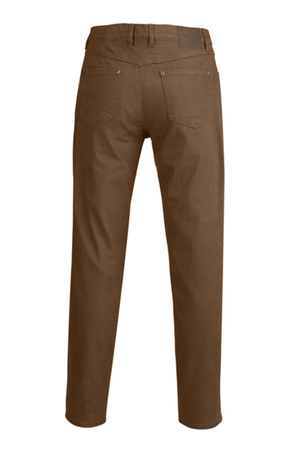 Pilbara Cotton Stretch Jean shown from the back with two stitched rear pockets, belt loops, and a straight-leg cut. Displayed on a plain white background.