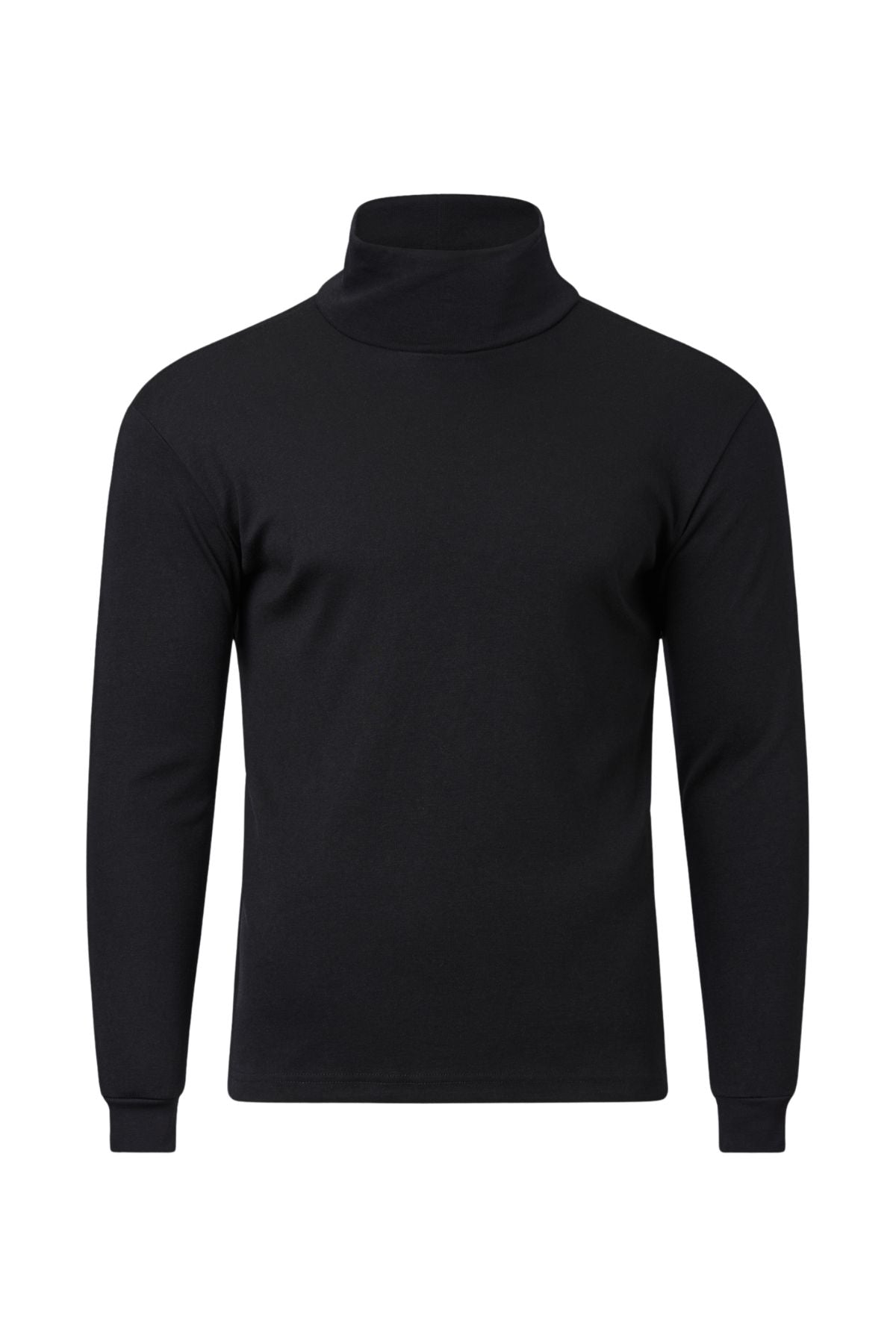 The Pilgrim Skivvy is a fitted black long sleeve turtleneck sweater, ideal as a base layer for chilly Australian winters, shown on a white background.