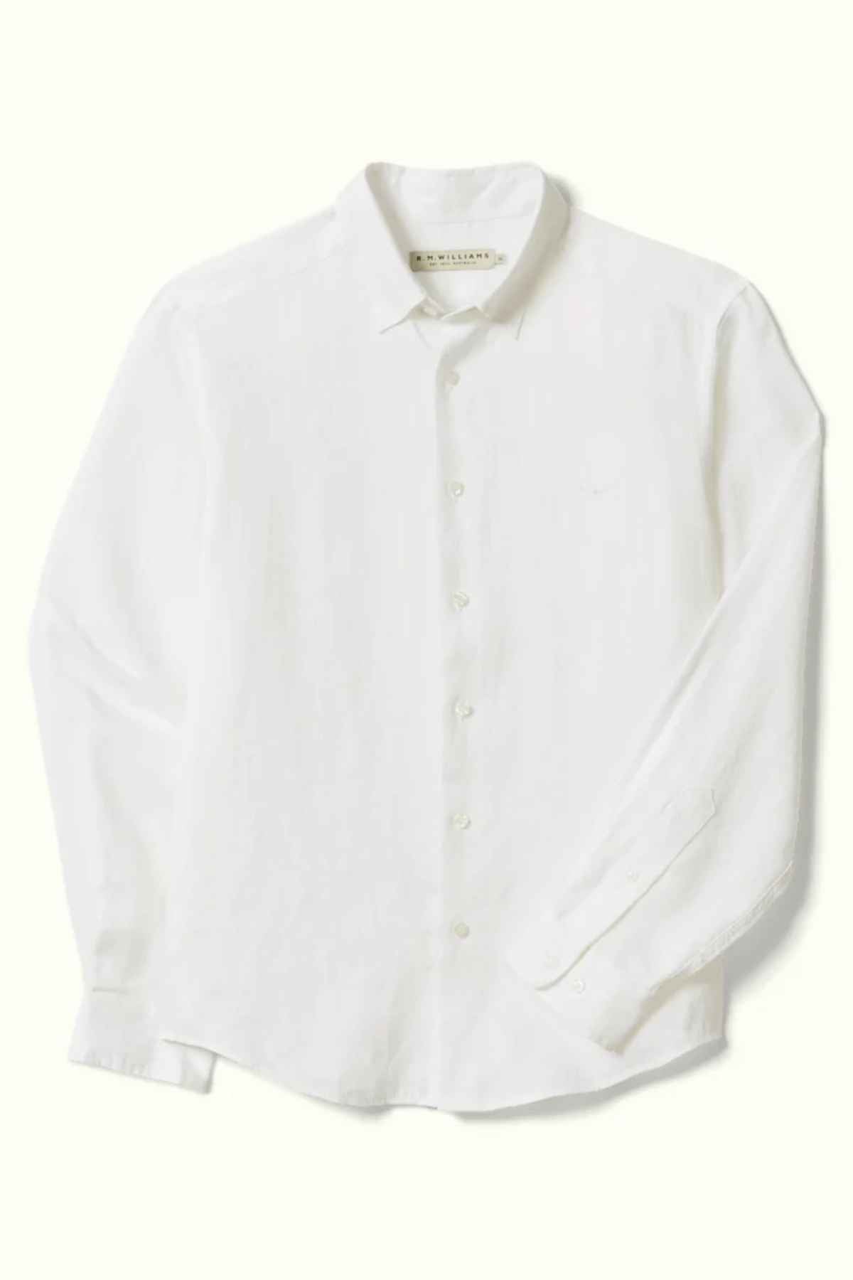 RM Williams Classic Shirt in the colour white. Front view of shirt